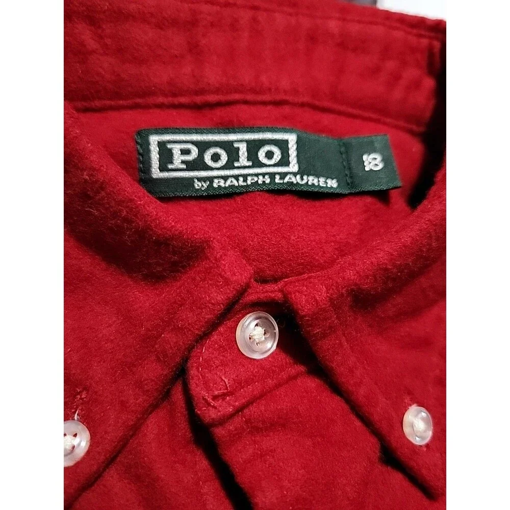 (#4) Polo By Ralph Lauren Long Sleeve Button Down Size Youth 18 Red